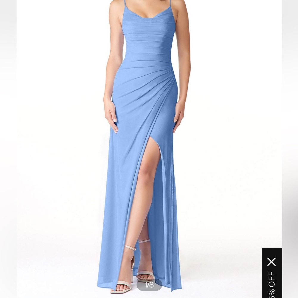 Steel blue bridesmaid dress from Azazie